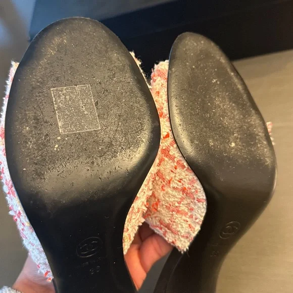 2024 CRUISE CHANEL PINK GLITTERED TWEED MULE 36 - Picture 8 of 13